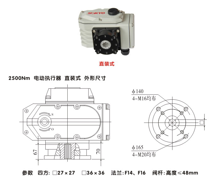 電動執(zhí)行機構,YTDG-RKB2500電動執(zhí)行器,電動頭結構圖,直裝式