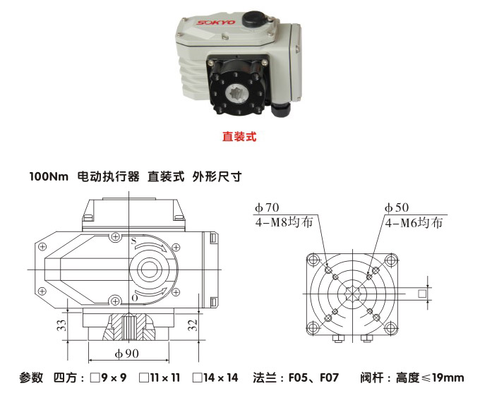 電動執(zhí)行機構,YTDG-RKB100電動執(zhí)行器,電動頭結(jié)構圖,直裝式