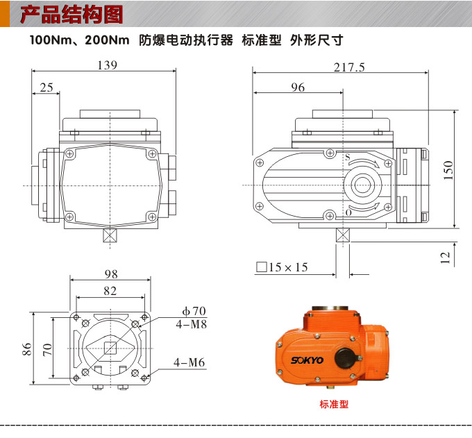  防爆電動頭,YTEx-RS100防爆電動執(zhí)行器結(jié)構(gòu)圖,標準式