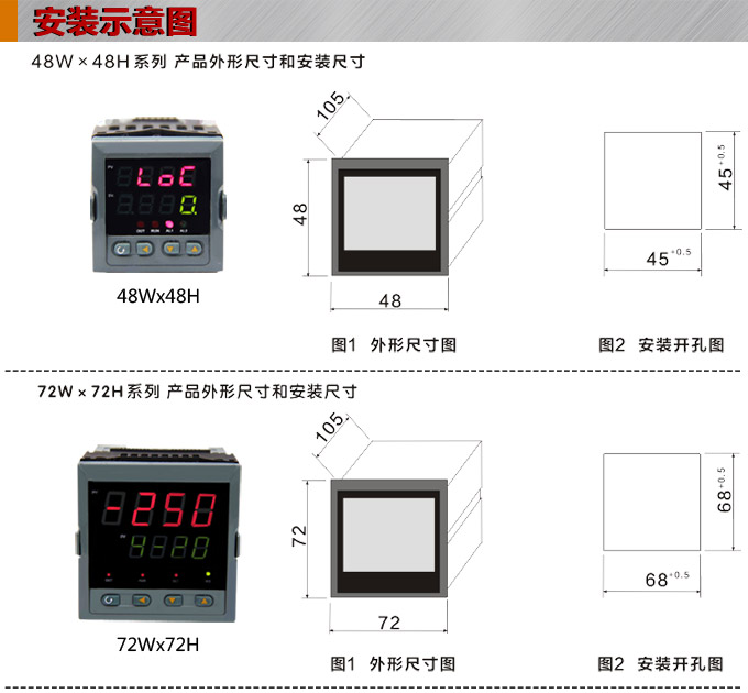 傳感器數(shù)顯表，DT100簡(jiǎn)易型單回路顯示控制儀安裝示意圖1