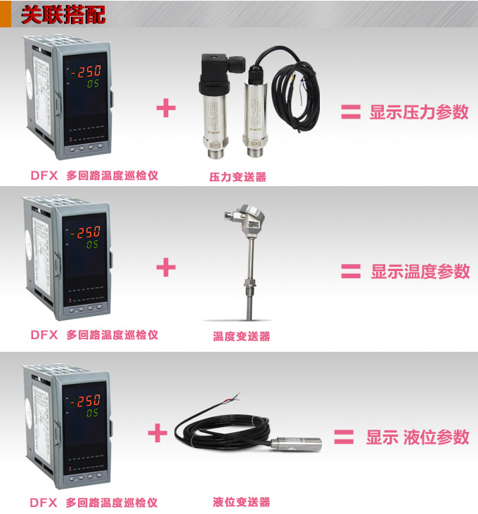 溫度巡檢儀，DFX20多回路溫度巡檢儀，多回路巡檢控制儀關(guān)聯(lián)搭配