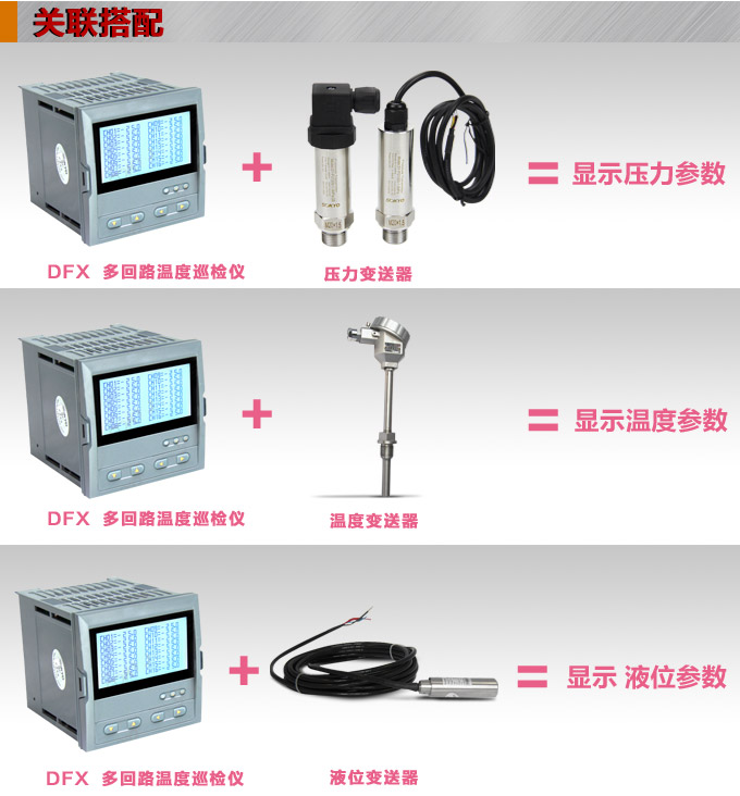 智能溫度巡檢儀，DFX9液晶溫度巡檢儀，多回路巡檢控制儀關(guān)聯(lián)搭配