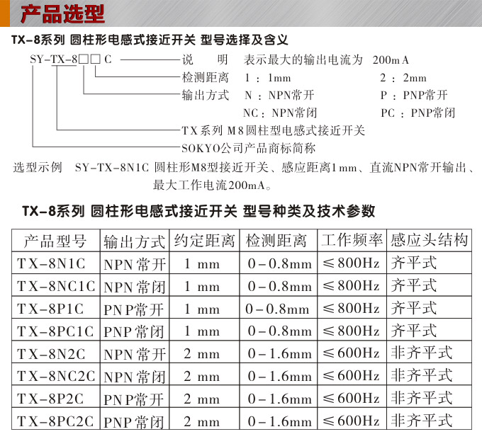電感式接近開關(guān),TX-8圓柱形接近開關(guān)產(chǎn)品選型 電感式接近開關(guān),TX-8圓柱形接近開關(guān)產(chǎn)品選型